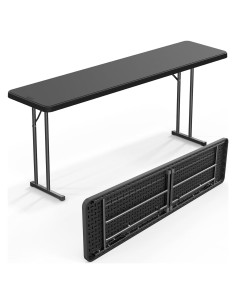 Mesa Plegable Estrecha VINGLI 179x44.5 cm Negra HDPE