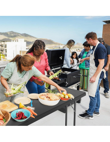 Mesa Plegable Estrecha VINGLI 179x44.5 cm Negra HDPE