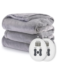 Manta Eléctrica de Terciopelo King Sunbeam Gris Bruma 12 Calor