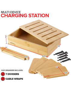 Estación de Carga de Madera Bambú Innovaciones Modernas 5 Dispositivos 2