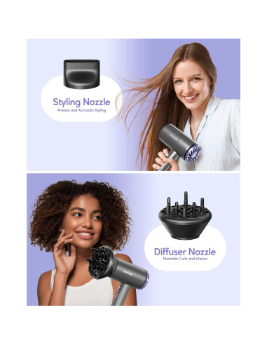 Secador de Pelo Wavytalk 1875W Iónico con Difusor y Boquilla