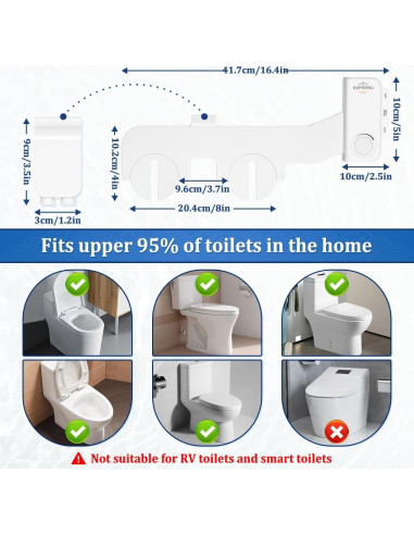 Accesorio de Bidet No Eléctrico EXPSPRU Blanco con Doble Boquilla