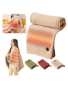 Chal Térmico Portátil FunApricity JRPJ, Manta Eléctrica USB Caqui