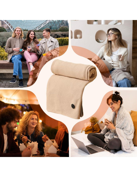 Chal Térmico Portátil FunApricity JRPJ, Manta Eléctrica USB Caqui