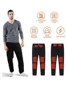 Pantalones Térmicos Unisex USB 12 Zonas Calentamiento 3X Negro 2