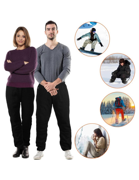 Pantalones Térmicos Unisex USB 12 Zonas Calentamiento 3X Negro