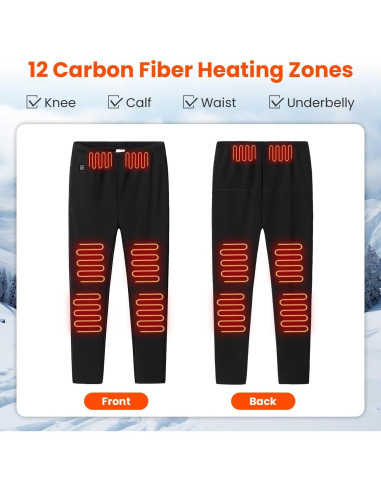Pantalones Térmicos Unisex USB 12 Zonas Calentamiento 3X Negro