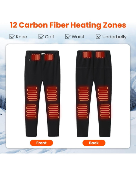 Pantalones Térmicos Unisex USB 12 Zonas Calentamiento 3X Negro