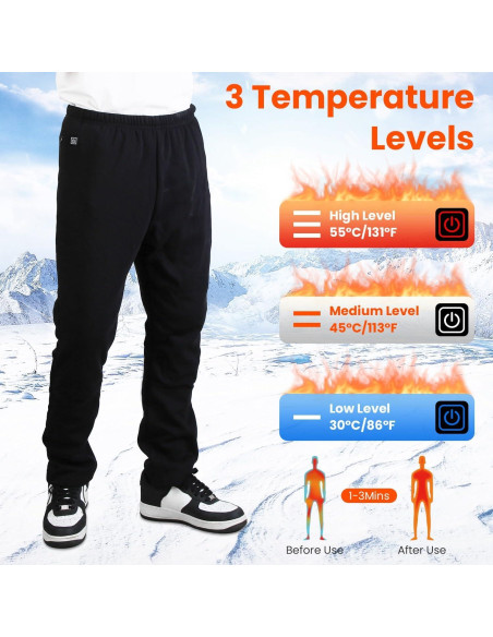 Pantalones Térmicos Unisex USB 12 Zonas Calentamiento 3X Negro