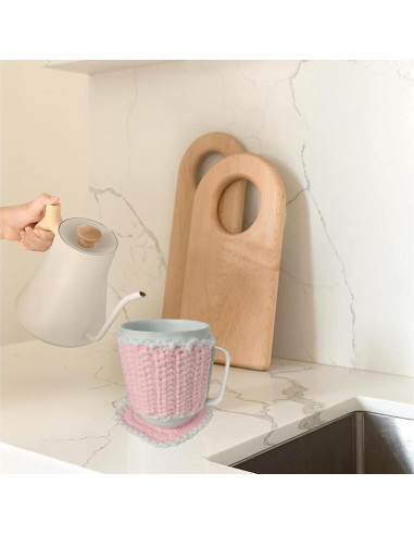 Conjunto Manta de Taza y Posavasos Corazón Wuryuema Rosa