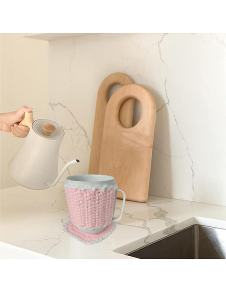 Conjunto Manta de Taza y Posavasos Corazón Wuryuema Rosa