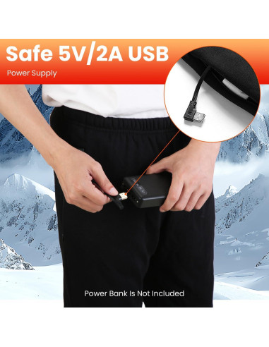 Pantalones Térmicos Unisex USB 12 Zonas Calentamiento 3X Negro