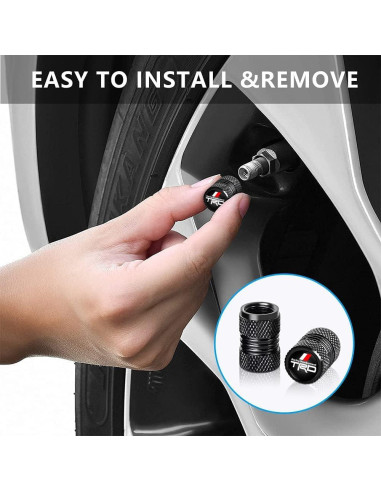 Tapa de Válvula de Neumático Tacoma 4 Piezas Aluminio Negro