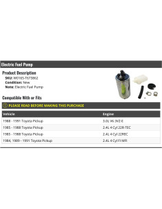 Bomba de Combustible Eléctrica Marketplace Auto Parts Toyota Pickup 1984-1991 2