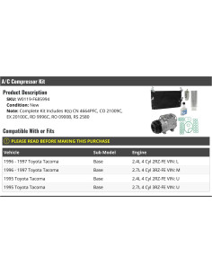 Kit Compresor A/C con Condensador Marketplace Auto Parts - Toyota Tacoma 1995-1997 2