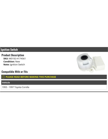 Interruptor de Encendido Marketplace Auto Parts para Toyota Corolla 1993-1997