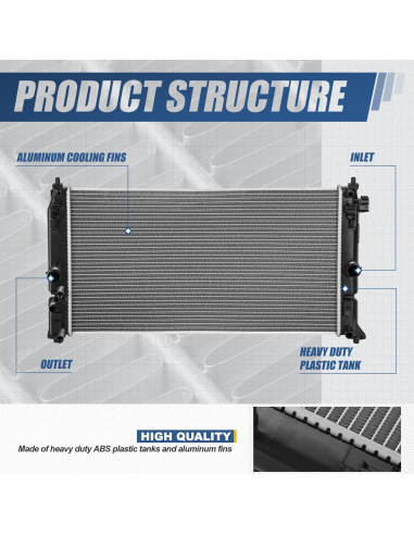 Radiador de Aluminio Auto Dynasty para Toyota Corolla 2016-2021 1.8L