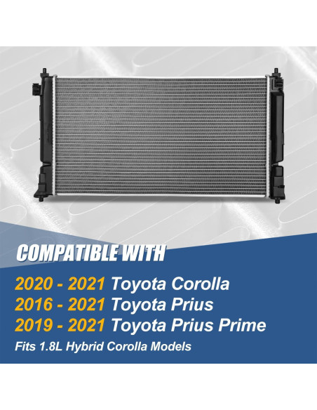 Radiador de Aluminio Auto Dynasty para Toyota Corolla 2016-2021 1.8L