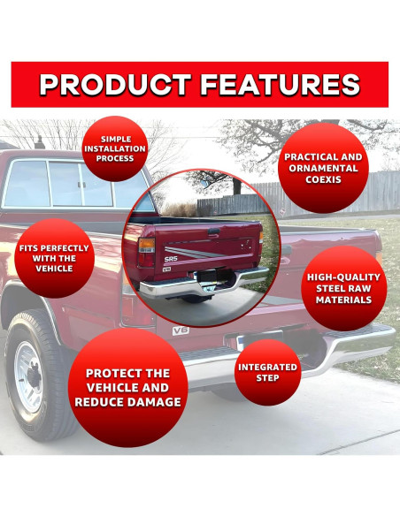 Parachoques Trasero Cromado SAFAUTOPARTS para Toyota Pickup 1989-1995