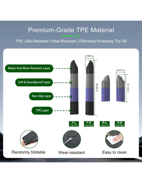Kit de Moldura de Puerta xipoqix para Toyota 4Runner 2025 - 4 Piezas TPE