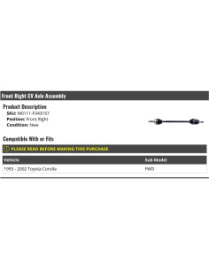 Eje CV Lateral Derecho Toyota Corolla 1993-2002 - Marketplace Auto Parts 2
