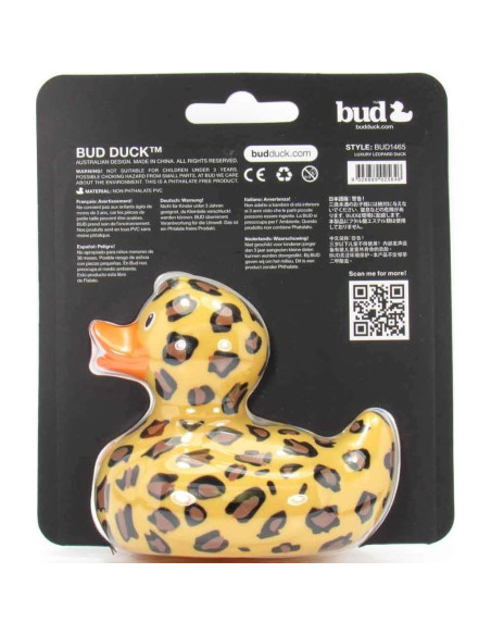 Juguete de baño pato de goma Bud Ducks leopardo 10 cm