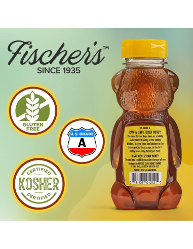 Miel Cruda Sin Filtrar Fischer 340 g - Botella Oso Exprimible