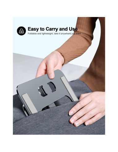Soporte Plegable para Laptop RIWUCT Ajustable 10-16" Gris