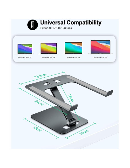 Soporte Plegable para Laptop RIWUCT Ajustable 10-16" Gris