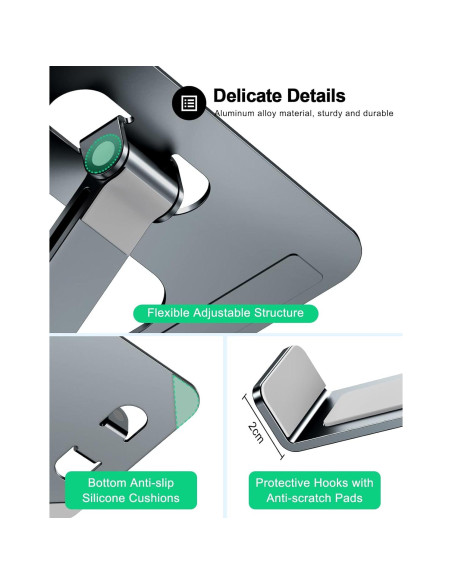 Soporte Plegable para Laptop RIWUCT Ajustable 10-16" Gris