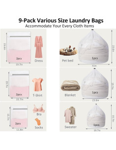 Bolsas de Lavandería de Malla Britier - 9 Paquete y 6 Tamaños 2