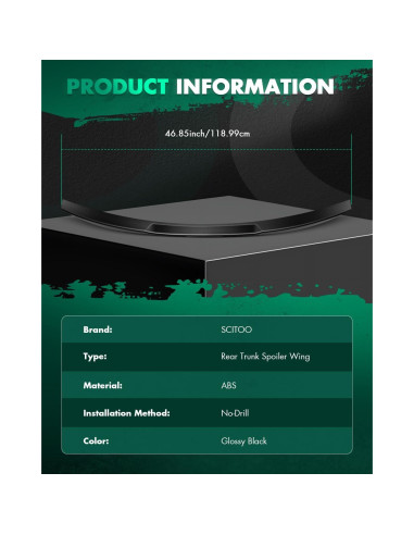 Alerón Trasero SCITOO para Toyota Corolla 2020-2021 Ajustable