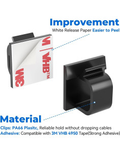 Clips de Cable Grandes Yocice 40pcs Autoadhesivos Negro 2