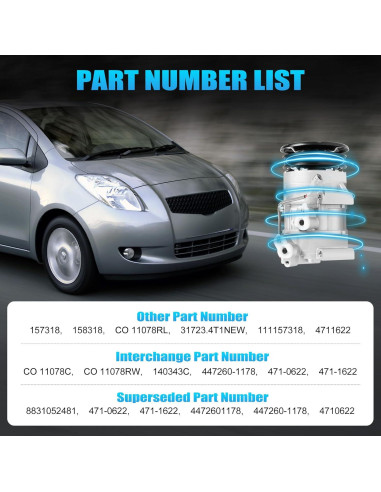 Compresor A/C Toyota Yaris 1.5L 2007-2010 CO 11078C