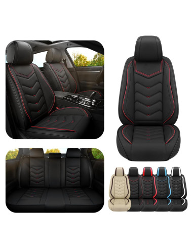 Fundas de Asiento de Coche ADERN para Toyota Yaris 2007-2020, Cuero Nappa, Estándar 5 Asientos, Negro