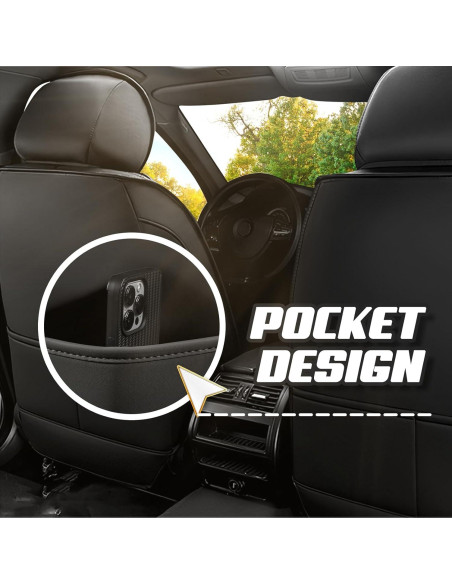 Fundas de Asiento de Coche ADERN para Toyota Yaris 2007-2020, Cuero Nappa, Estándar 5 Asientos, Negro