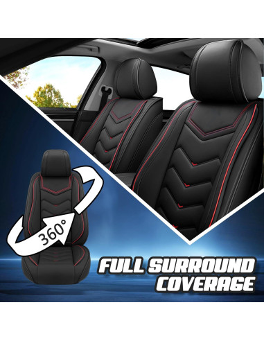 Fundas de Asiento de Coche ADERN para Toyota Yaris 2007-2020, Cuero Nappa, Estándar 5 Asientos, Negro