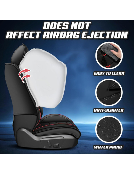 Fundas de Asiento de Coche ADERN para Toyota Yaris 2007-2020, Cuero Nappa, Estándar 5 Asientos, Negro