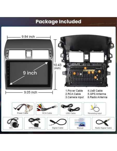 Radio Estéreo Android 13 4G+64G para Toyota Corolla 2009-2013