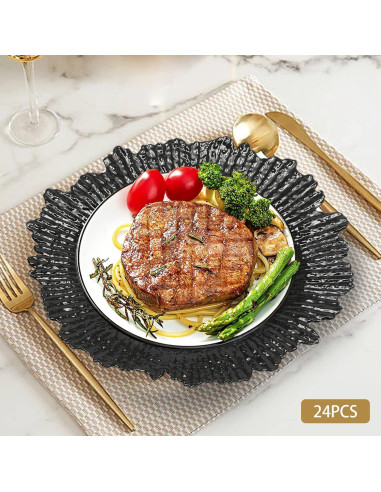 Paquete de 24 Platos de Carga Weglae 32cm Negro para Fiesta