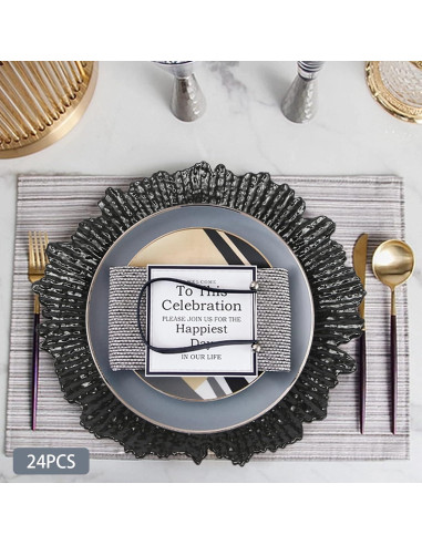 Paquete de 24 Platos de Carga Weglae 32cm Negro para Fiesta