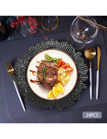 Paquete de 24 Platos de Carga Weglae 32cm Negro para Fiesta