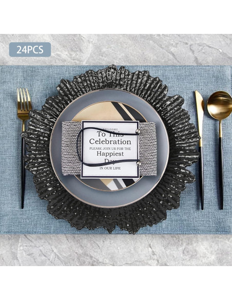 Paquete de 24 Platos de Carga Weglae 32cm Negro para Fiesta