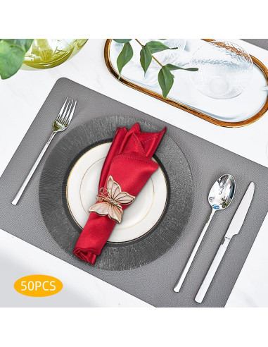 Set de 50 Platos Cargadores Redondos Cashewnuts Negros 33cm