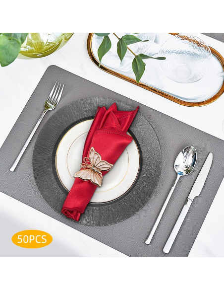 Set de 50 Platos Cargadores Redondos Cashewnuts Negros 33cm