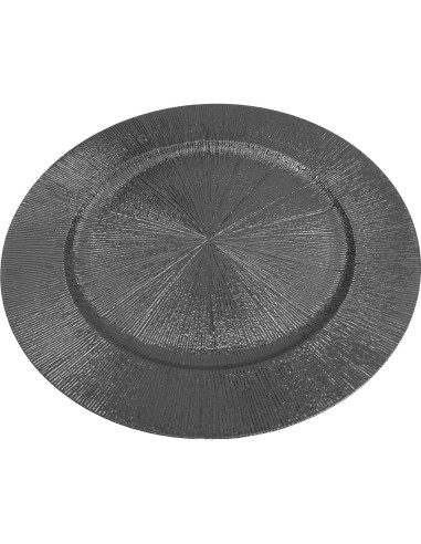 Set de 50 Platos Cargadores Redondos Cashewnuts Negros 33cm