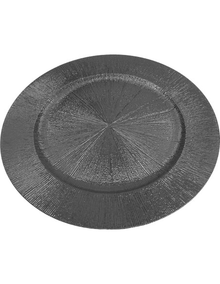 Set de 50 Platos Cargadores Redondos Cashewnuts Negros 33cm