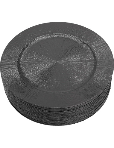 Set de 50 Platos Cargadores Redondos Cashewnuts Negros 33cm