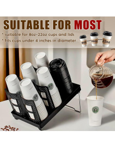 Soporte Organizador de Tazas Kruysozz Doble Fila Negro 120 Tazas 2