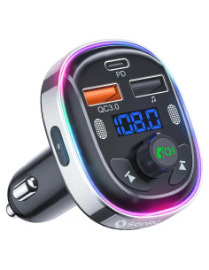 Transmisor FM Bluetooth 5.3 SONRU para Coche Cargador Rápido 48W